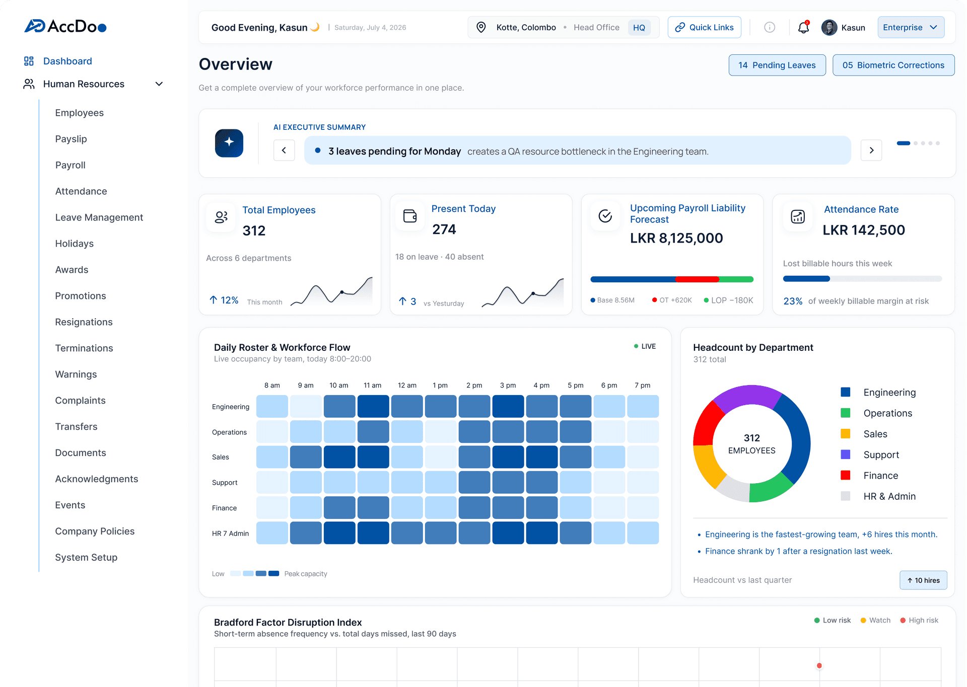 AccDoo HRMS Dashboard Preview