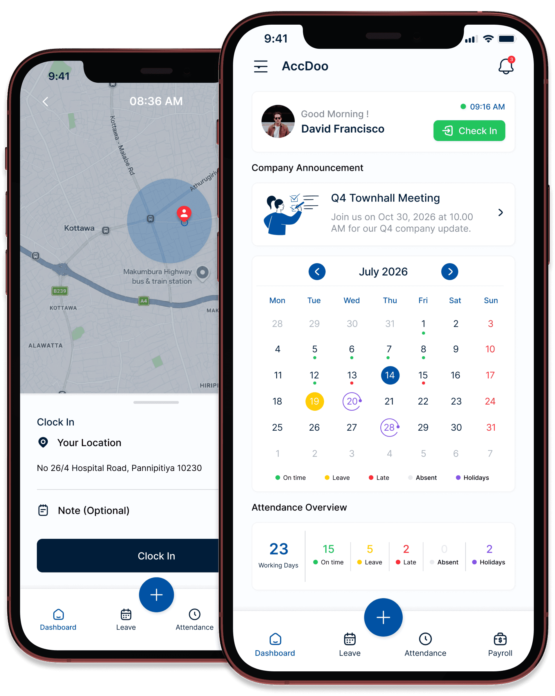 AccDoo HRMS Mobile App Preview